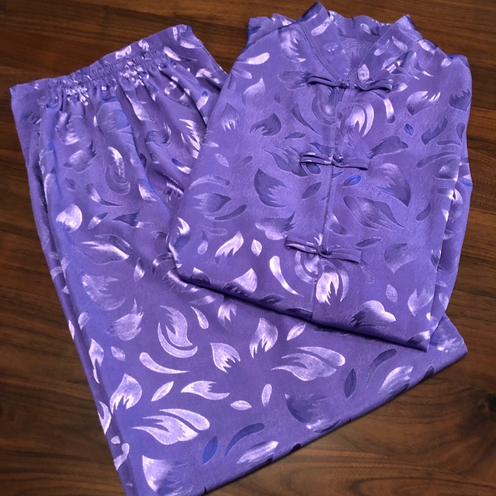 Purple silky pajama set